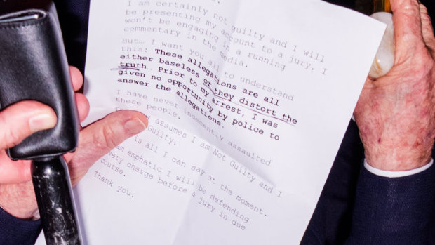 The statement read by Alan Jones outside court.
