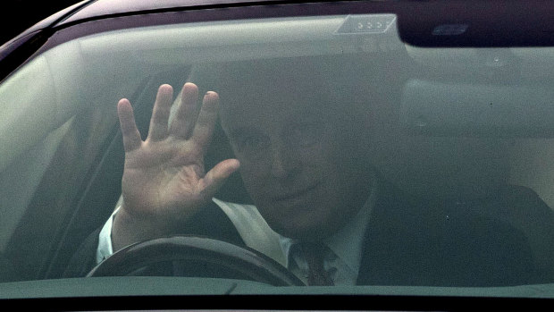 Prince Andrew leaves his home in Windsor in England on Thursday.