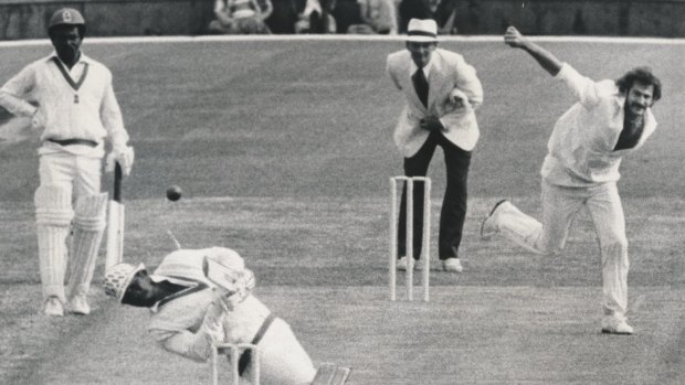Dennis Lillee in full swing for Australia in 1977.
