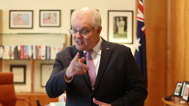 Prime Minister Scott Morrison in his video message to the Wallabies. 