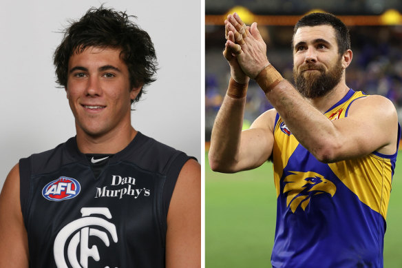 Josh Kennedy in 2005 and Josh Kennedy as a modern-day West Coast Eagle.