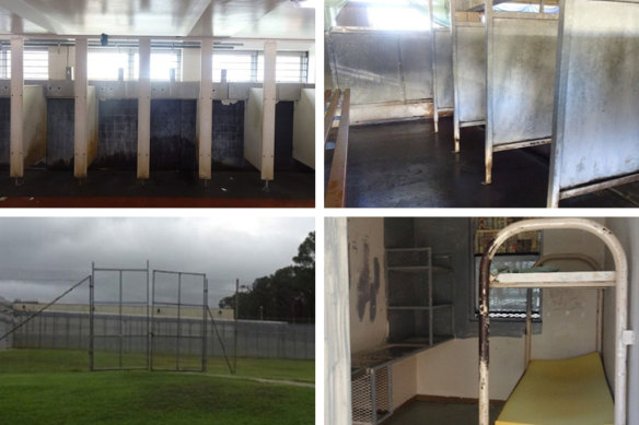 Images of Cessnock and Shortland correctional centres from the Inspector of Custodial Services’ report, which recommends closing parts of the Cessnock site.