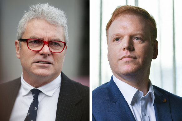 David McBride (left), who went to the ABC to expose alleged war crimes in Afghanistan, and Richard Boyle (right) who blew the whistle about wrongdoing at the Tax Office. 