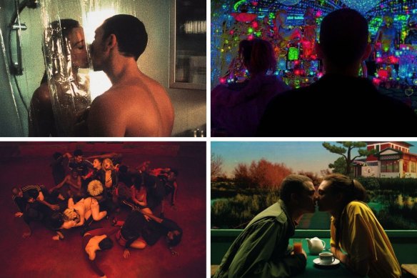 Gaspar Noe’s controversial films (clockwise, from top left): Irreversible, Enter the Void, Love and Climax.