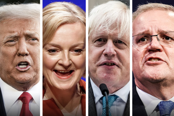 The free world is suffering from an eclipse of political star power: (from left) Donald Trump, Liz Truss, Boris Johnson and Scott Morrison.