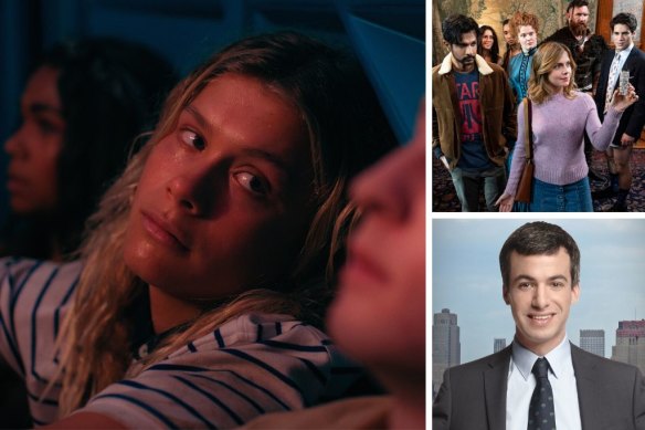 Clockwise from main: Rasmus King in 6 Festivals, the cast of Ghosts and Nathan Fielder in Nathan For You.