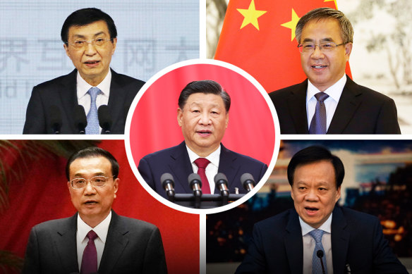 Xi Jinping is expected to dominate the Politburo Standing Committee with his own allies, while Premier Li Keqiang’s [bottom left] Communist Youth League faction is expected to lose out. 