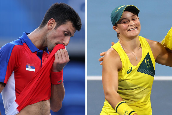 Novak Djokovic and Ashleigh Barty.