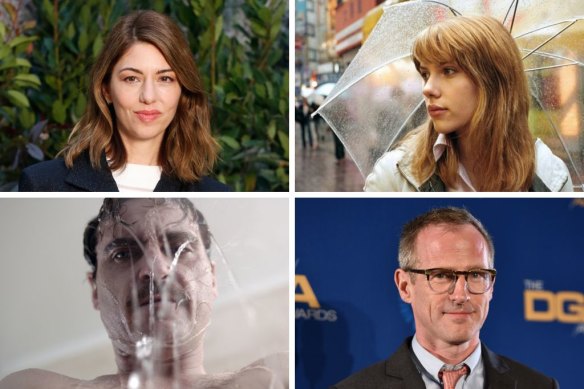 Clockwise from top left: Sofia Coppola’s Lost in Translation, starring Scarlett Johansson (top right) was one side of a divorce story later told by Spike Jonze in Her, starring Joaquin Phoenix (below left). 