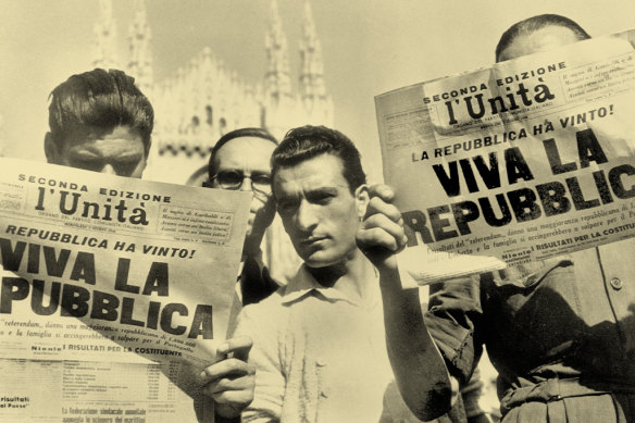 The proclamation of a new Italian republic is the top news in June 1946. 