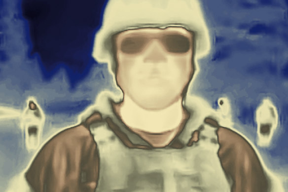 In this thermal imaging photo, a US Army major participates in the NATO Exercise Lightning Strike in Finland in November.  