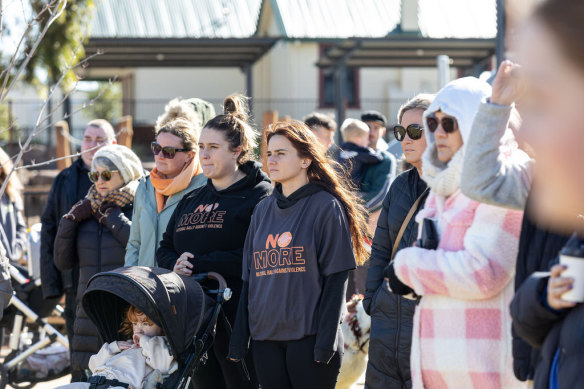 Cobram locals gather for a rally following Emma’s death.