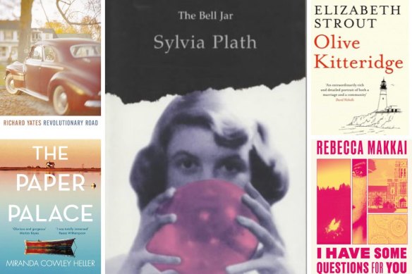 Among the books that helped Jessie Stephens process life and location were, clockwise from main, The Bell Jar, Olive Kitteridge, I Have Some Questions For You, The Paper Palace and Revolutionary Road. 
