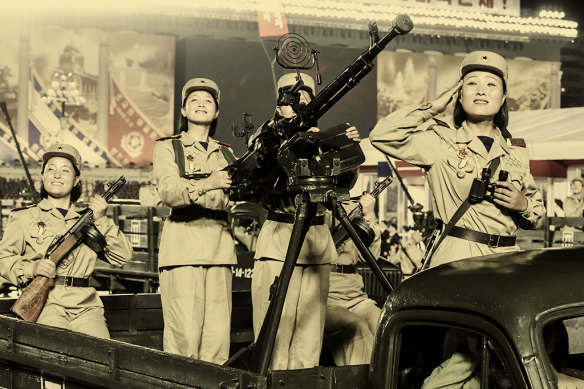 Soldiers in a parade in Pyongyang in July 2023 for the 70th anniversary of the armistice of the Fatherland Liberation War (or, the Korean War). 