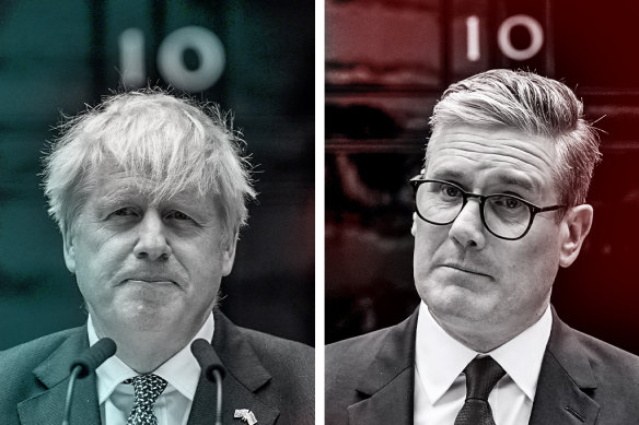 Former UK Prime Minister Boris Johnson  and the new PM Sir Keir Starmer