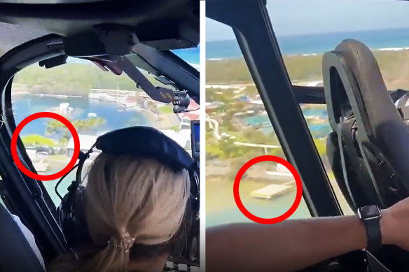 An excerpt of video from one of the helicopters shows the other helicopter above the helipad 10 seconds before passengers braced for impact.