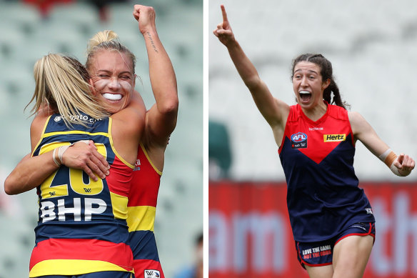 Adelaide’s Erin Phillips and Melbourne’s Alyssa Bannan.