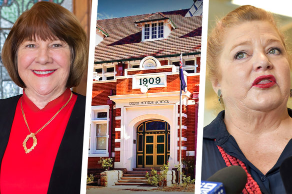 Perth Modern principal Lois Joll, left, and WA Education Minister Sue Ellery.