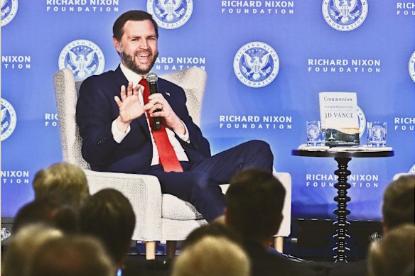  Vance at the Nixon Presidential Library and Museum in California in June to discuss his book Communion: Finding My Way Back to Faith. 