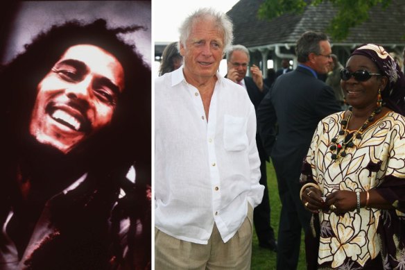 Blackwell holds Bob Marley (left) closest to his heart. On the right, Blackwell with Marley’s widow, Rita, in 2008.