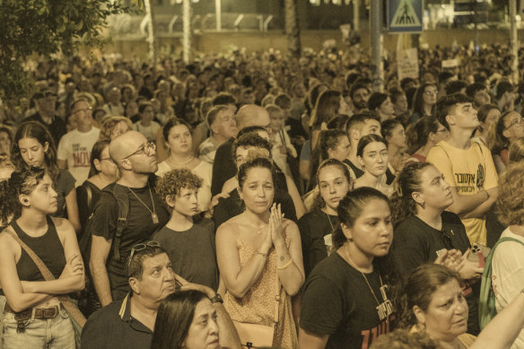 In Israel’s capital, Tel Aviv, supporters of Israelis held hostage in Gaza protest to demand their release 300 days after their abduction on October 7. 