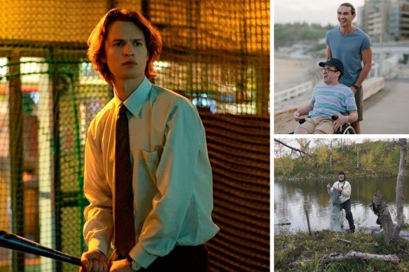 Clockwise from main: Ansel Elgort in Tokyo Vice, Patrick Jhanur and Angus Thompson in Latecomers and Alone Denmark.