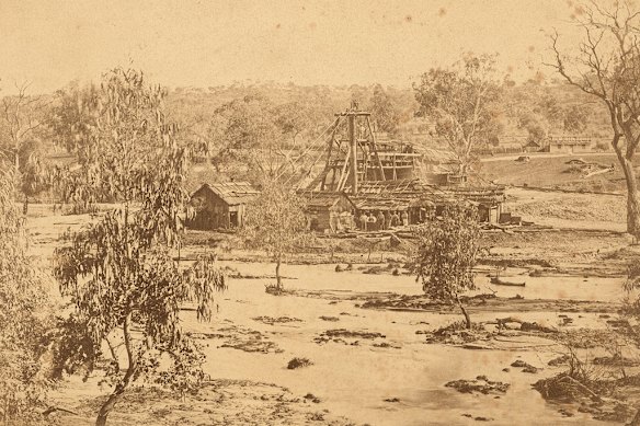 A mining claim in Eldorado near Wangaratta c. 1866.