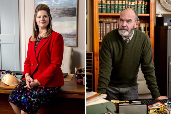 Julia Zemiro and Marty Sheargold as siblings and law firm partners Roz and Ray Gruber.