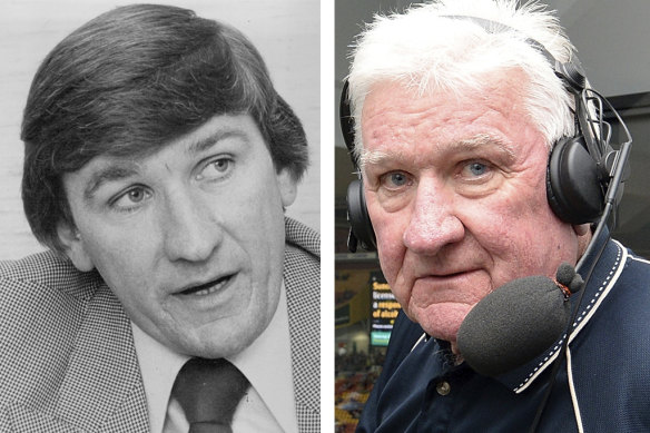 Ray Warren in 1979 and (right) in 2017. “I am quite proud to be mentioned in even the same sentence as Dennis Cometti.”