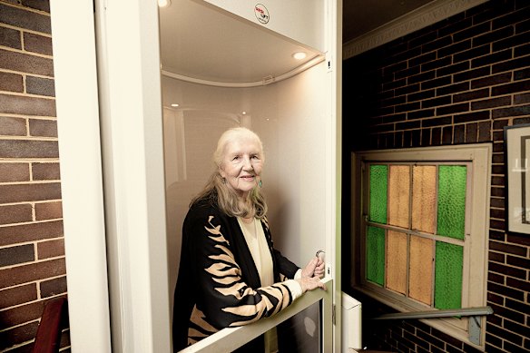 Diana Olsberg in the new lift she’s installed in her Sydney apartment.  
