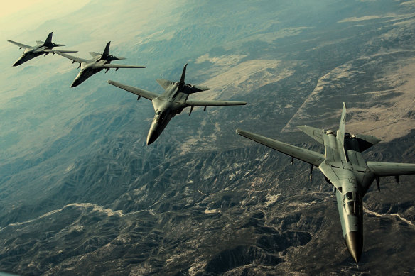 Royal Australian Air Force F-111 aircraft during exercises with the US Air Force over Nevada in 2006.