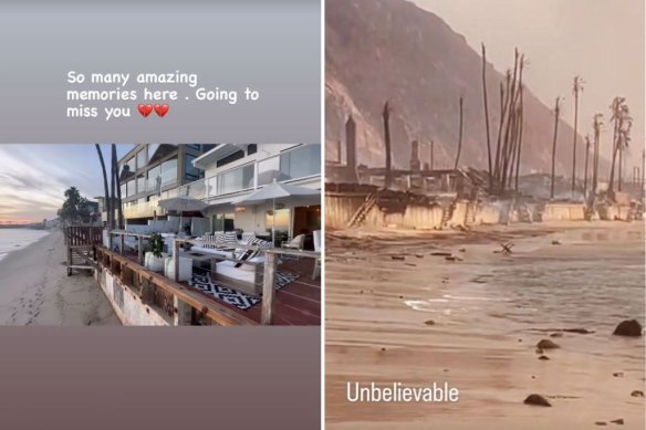 Australian James Willis shares photos on Instagram of the home he lost in Malibu in the LA wildfires. 