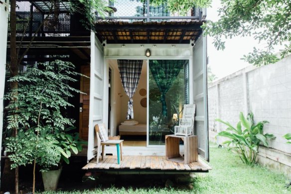 A private room with shared bathroom at The Yard, Bangkok.