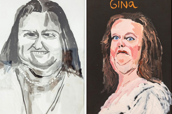 Double or nothing: Vincent Namatjira’s portraits of Gina Rinehart were the subject of requests for removal.