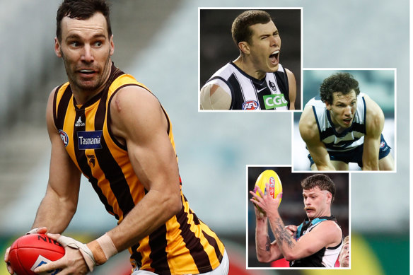 AFL rucks: Jonathon Ceglar, Mason Cox, Darcy Fort and Peter Ladhams.