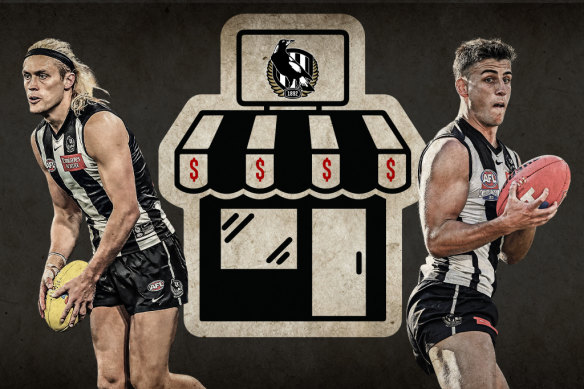 Collingwood skipper Darcy Moore, young gun Nick Daicos, and the premiership that has led to a Collingwood windfall.