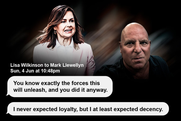 Lisa Wilkinson, Spotlight producer Mark Llewellyn and the damning text.