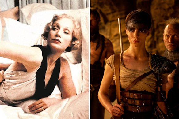 Kristin Scott Thomas in Gosford Park (left) and Anya Taylor-Joy in Furiosa wear costumes designed by Jenny Beavan.