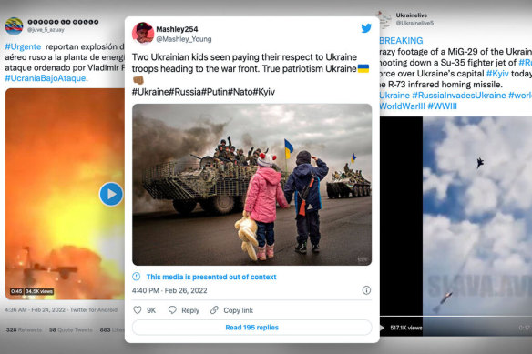 Misinformation has suffused Russia’s invasion of Ukraine, such as these three pictures that went viral despite being wildly out of context.