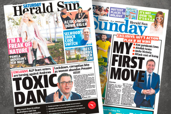 Recent front pages of the <i>Herald Sun.