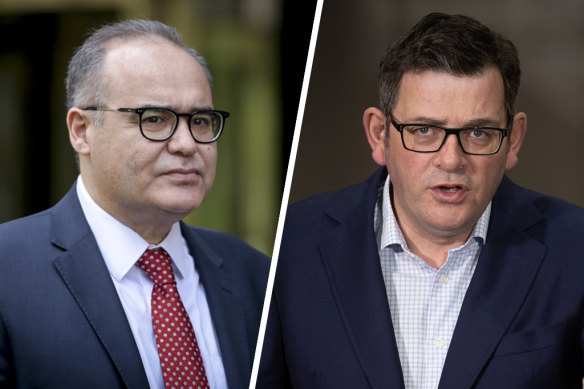 Former minister Adem Somyurek and Premier Daniel Andrews.