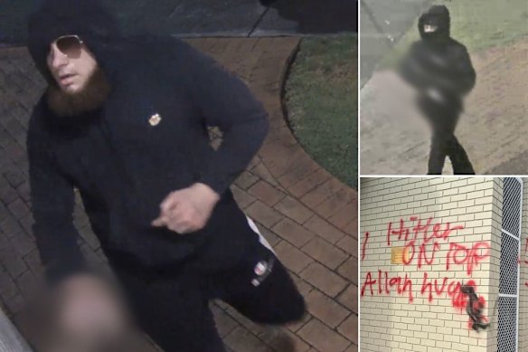 Police have arrested two men over an attack on a synagogue in Allawah, including a man they claim masterminded three other high-profile attacks in Sydney.