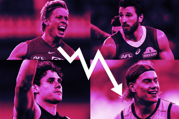 AFL stars Isaac Heeney, Marcus Bontempelli, Charlie Curnow and Harley Reid.