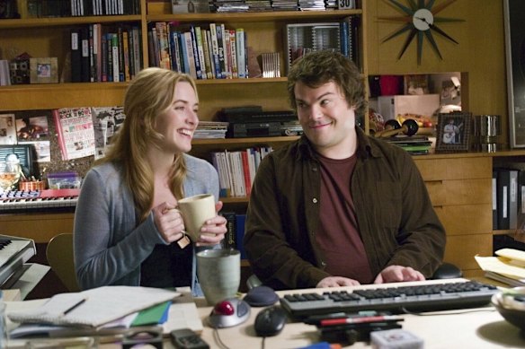 Kate Winslet and Jack Black in a scene from The Holiday.