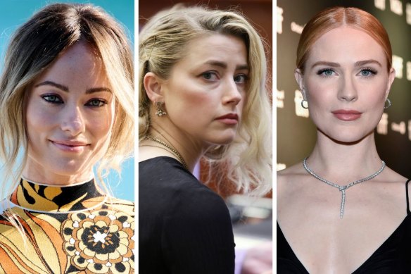 From left, Olivia Wilde, Amber Heard and Evan Rachel Wood have found themselves in the eye of the #MeToo backlash.
