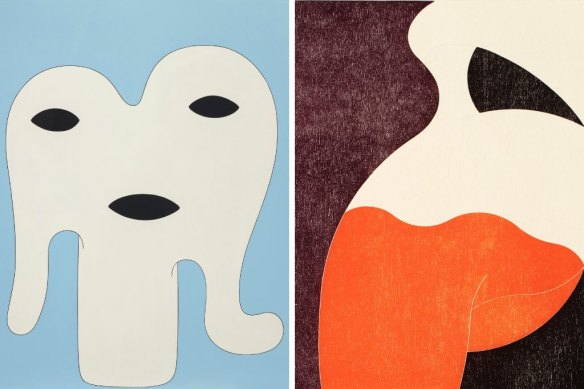 Brent Harris, Appalling Moment (Wig), 1995 (left), and The Untimely (No. 3), 1998.