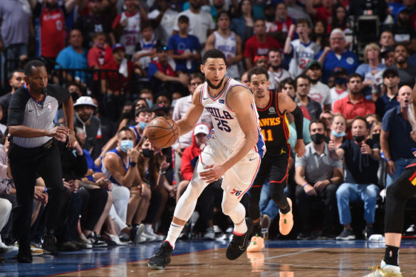 Simmons playing for the Philadelphia 76ers last year.