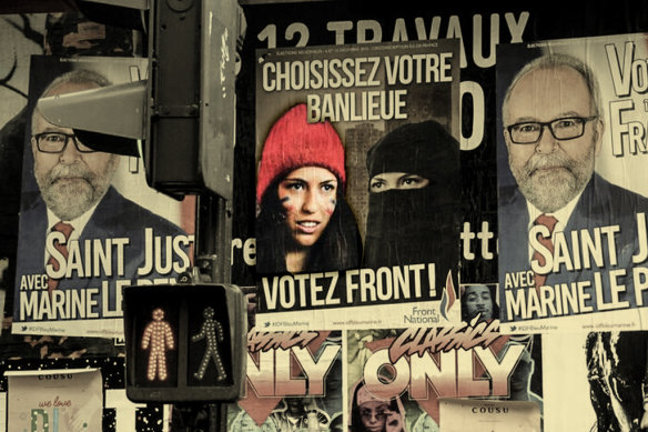 Kelly Betesh on a campaign poster for the Front National party in regional French elections in 2015. 