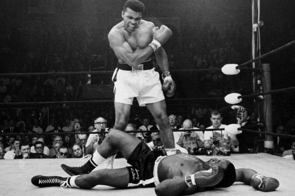 May 1965: Neil Leifer's famous photo of Muhammad Ali standing over Sonny Liston in their world title rematch.