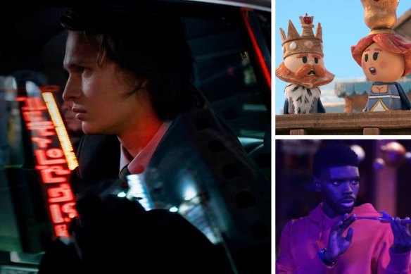 Clockwise from main: Ansel Elgort in Tokyo Vice, Crossing Swords and Tian Richards in Tom Swift.